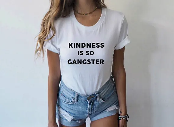 Футболка женская с принтом надписи Kindness Is So G забавный топ рисунком Tumblr