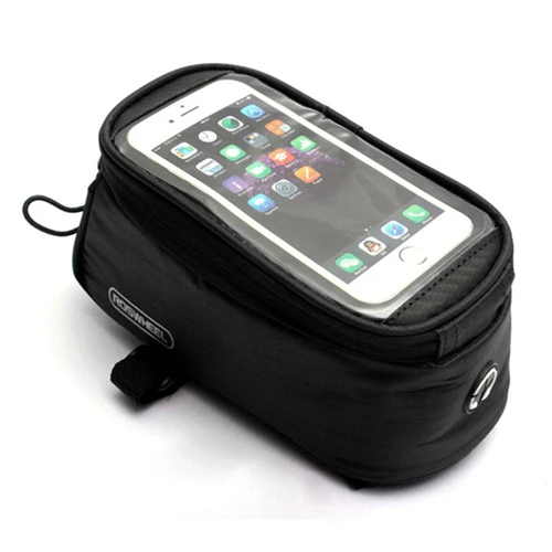 Roswheel Труба рамка Велоспорт Паньер Водонепроницаемый велосипед велосипедный мешок и мобильный телефон экран сенсорный держатель крепление подходит для iPhone samsung - Цвет: Черный