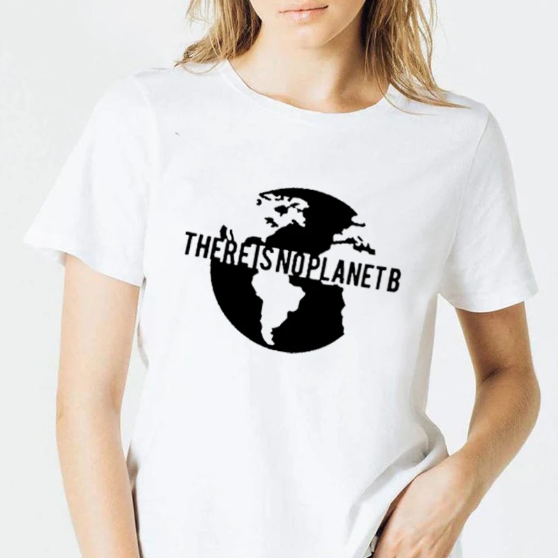 Футболка с надписью There Is No Planet B Save The Экологически чистая Harajuku футболка рисунком