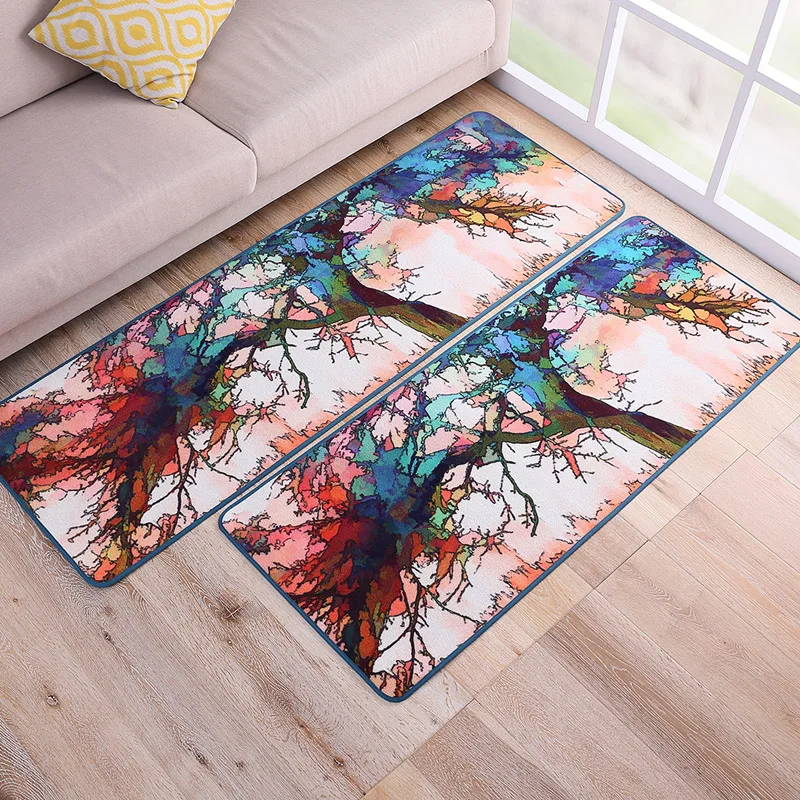 

60X180CM Painting Tree Kitchen Mat Europe Pastoral Bedroom Rugs And Carpets Cloakroom/Balcony Floor Mat Sofa Area Rug