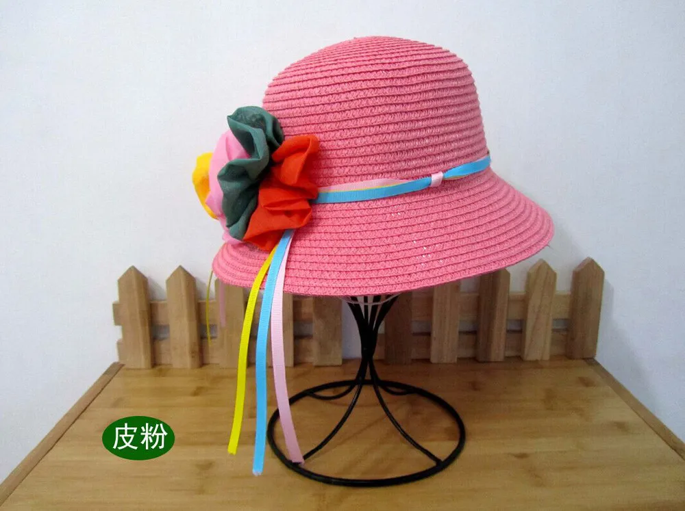 1 шт., женские шляпы с большим цветком и лентой, весенне-летние модные головные уборы для родителей и детские шапочки для женщин и девочек