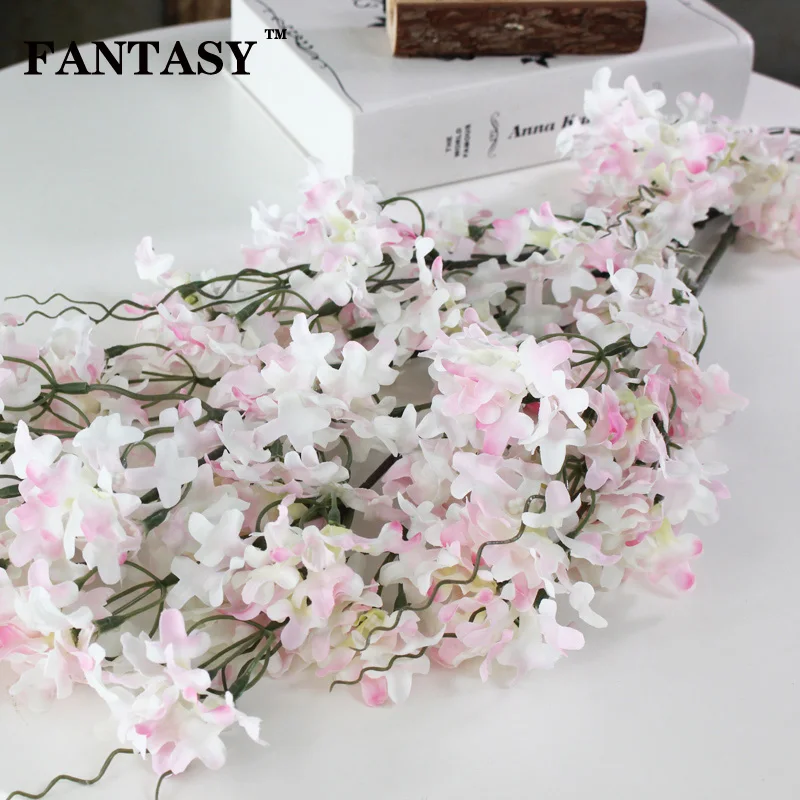 

FANTASY Home Decor Artificial 5 Fork Silk Cherry Blossoms Branch Wedding Fake Fabric Flower False Large Bonsai Flowers Bouquet