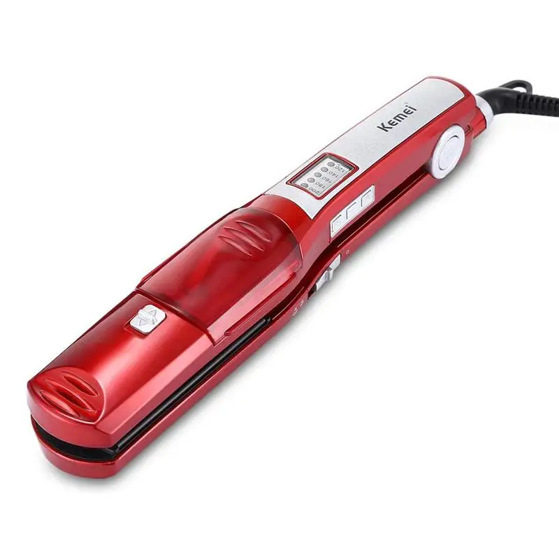 

Kemei KM-3011 New Electric Steam Hair Straightener Womens Comb Proffesional LED Temp Control Clip Ceramic panel