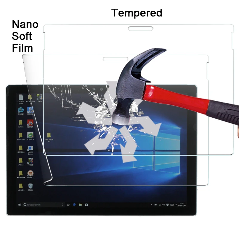 

1pcs 6H Best Premium Explosion-proof Nano soft film For Microsoft Surface Pro 4 12.3" TAB Anti-shatter screen protector films
