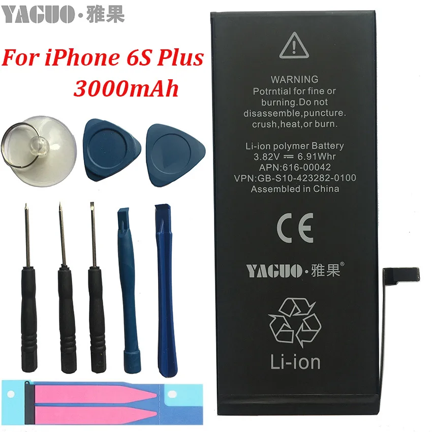 

100% New Original 5A Full 3000mAh Battery For Apple iPhone 6S Plus 6SP iPhone6SP Real Capacity 0 Cycle With Repair Tools Kit