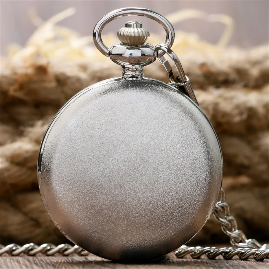 Silver Exquisite Plaid Golden DAD Carving Watches Mens Quartz Pocket Watch Pendant Thick Chain Father's Day Gifts (7)