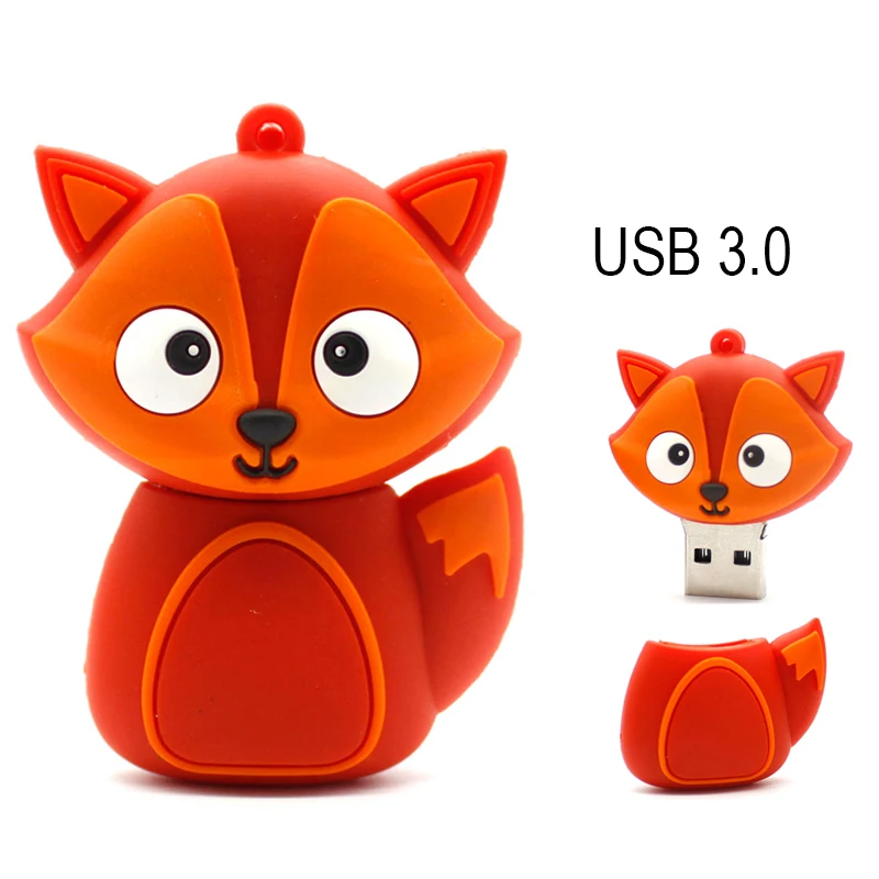 Мультяшная USB карта памяти, флеш-накопитель с изображением животных лисы, 32 ГБ, 128 м, 4 ГБ, 8 ГБ, 16 ГБ, флеш-диск USB 2,0, 64 ГБ, милая флешка, персонализированный u-диск