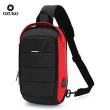 OZUKO многофункциональная модная водонепроницаемая сумка через плечо, дорожная Мужская нагрудная сумка, внешний USB интерфейс, сумка на одно плечо, нагрудная сумка