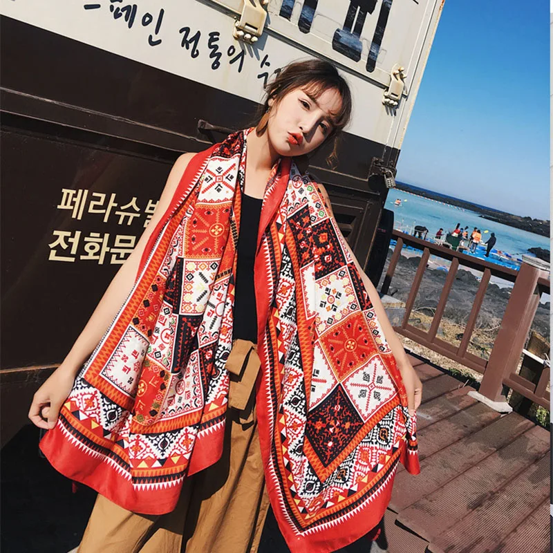 

Women's imitation silk scarf beach shawl spring summer autumn scarf plaid size beach shawl scarf for women