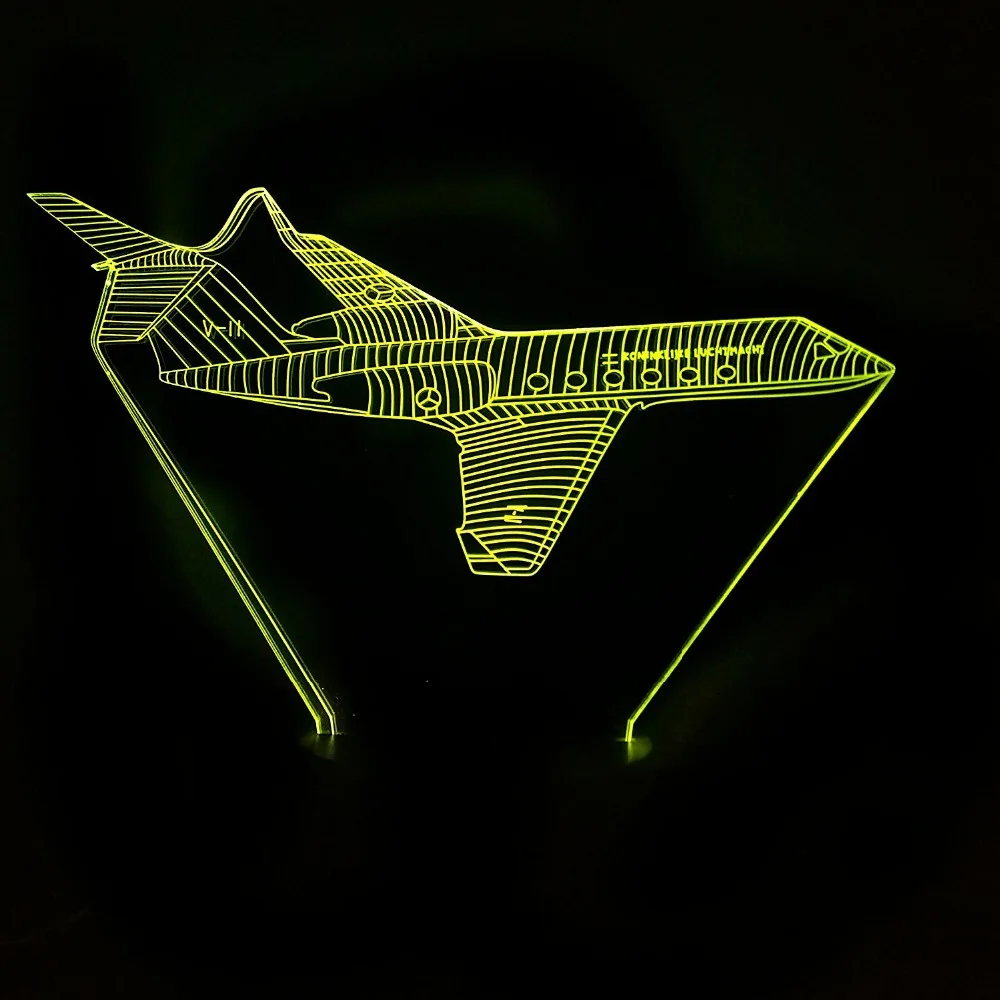 

Creative 3D Visual Colorful Changing Aviation Aircraft Led Lighting Fixtures Decor Night Lights Touch Switch Airplane Table Lamp