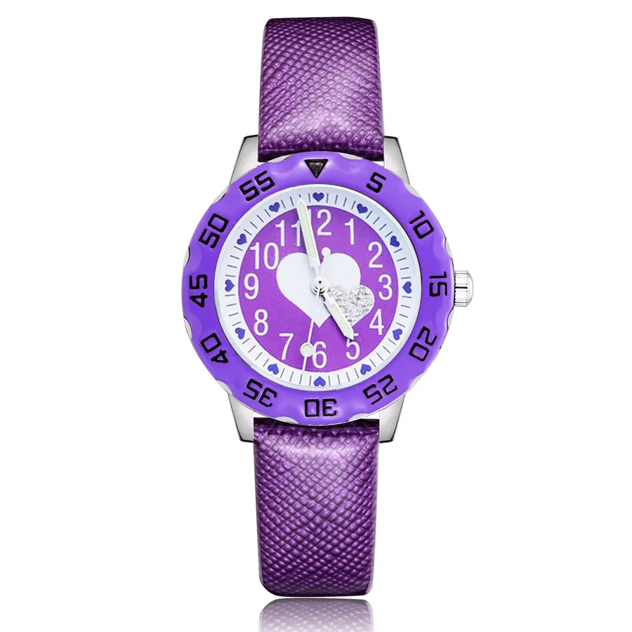 

Fashion Cartoon Heart-shaped style Children's Watches Kids Student Girls Boys Quartz leather Wrist Watch Clcok JM112