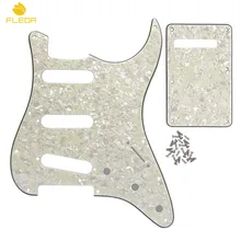 FLEOR старый жемчуг 4Ply 11 отверстий для электрогитары Pickguard скретч пластина SSS и задняя пластина Tremolo крышка и винты гитары Части