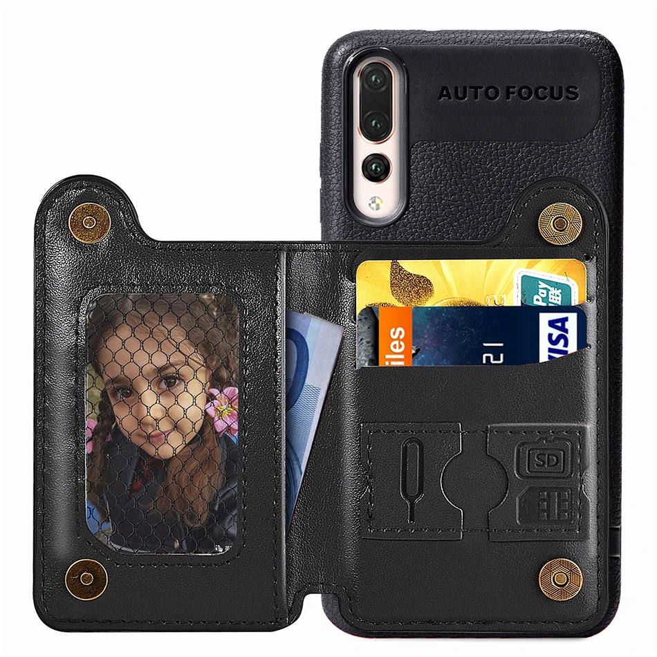 

Retro PU Leather Case For iPhone X 7 8 Multi Card Holders Phone Cases For Huawei Honor 7C Y7 prime 2018 Stand Cover B07