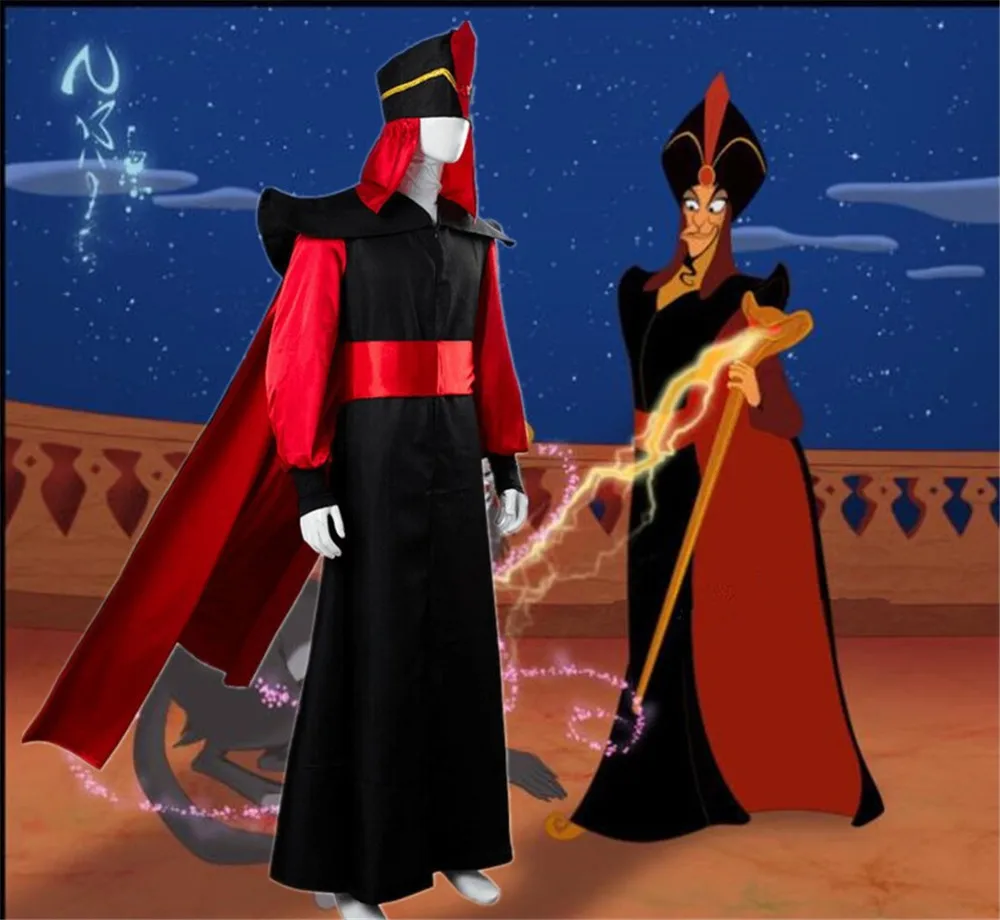 Косплей Хэллоуин Аладдин и волшебная лампа мужские Джафар костюмы ролевые игры волшебник Джафар халат костюмы