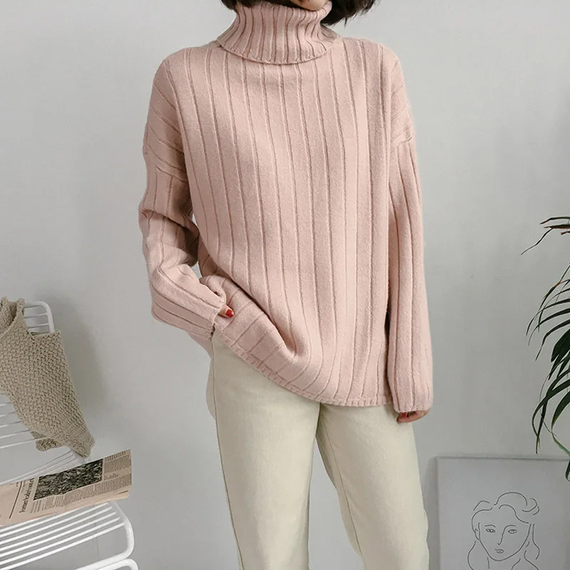 

Korean Women Basic Knitted Sweaters Autumn Winter Turtleneck Keep Warm Pullover Sweater Female Casual All-match Jumpers