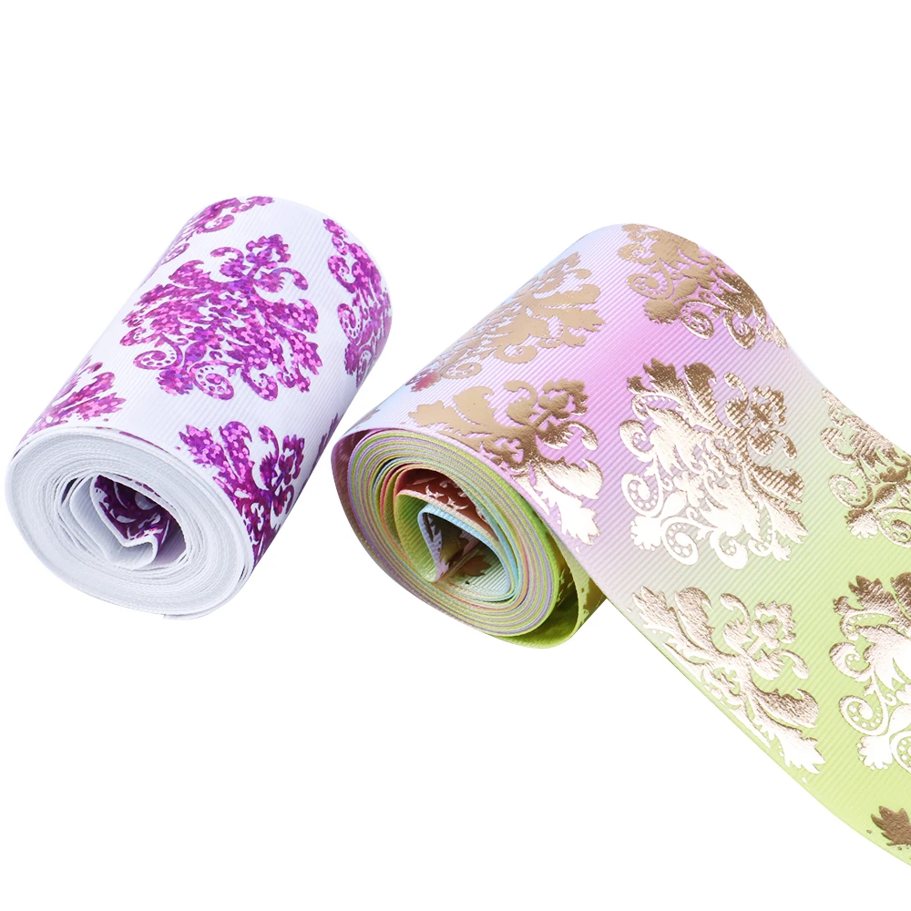 

David accessories 3'' Flower Silver Laser Hologram holographic Ribbon Love Heart Valentine Day,DIY handmade materials,50Yc5109