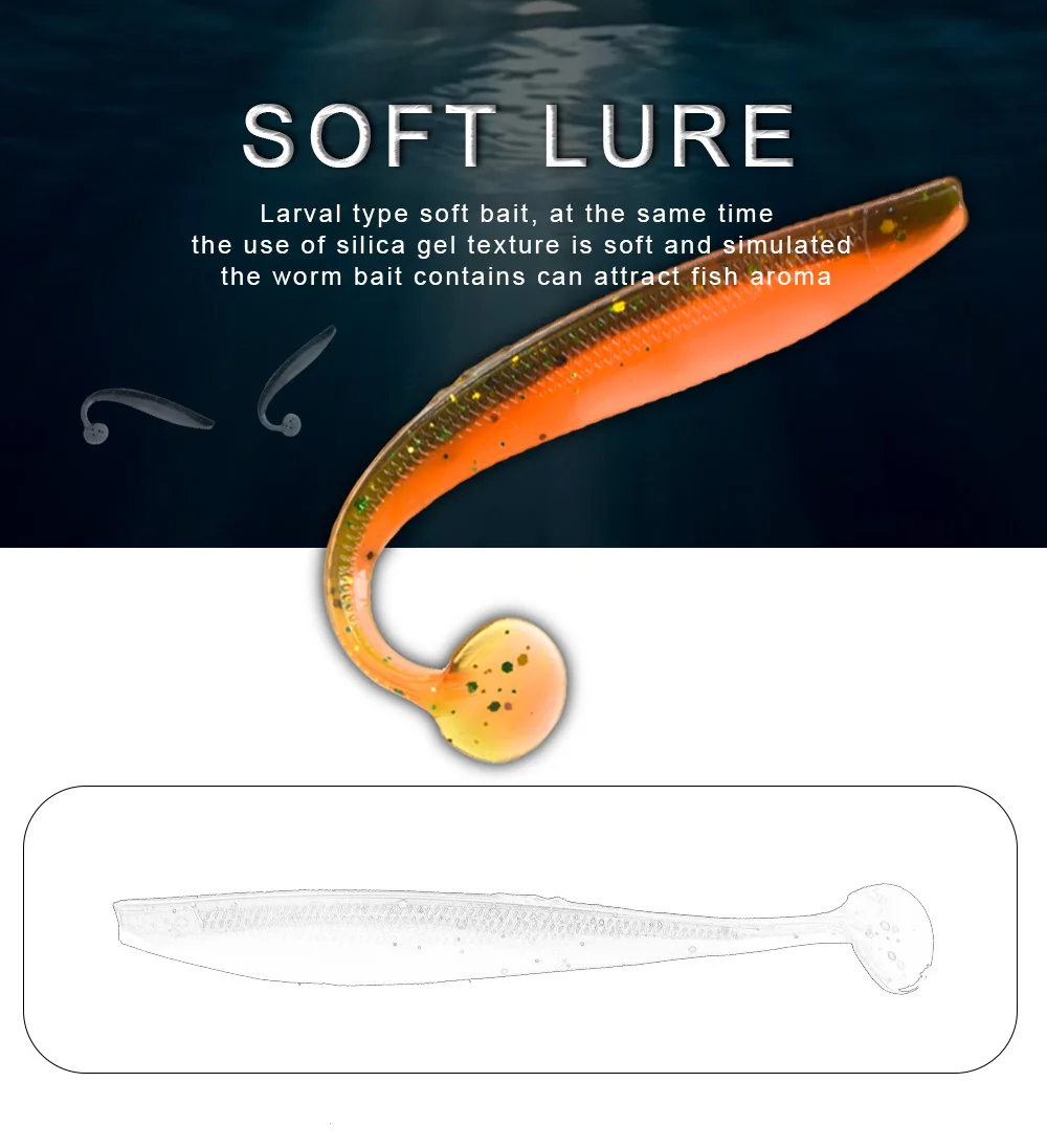 FTK Fishing Lure Soft Lure Shad Silicone Bait Odor Attractant Artificial Bait 90mm 120mm 160mm T-tail Wobblers Swimbait