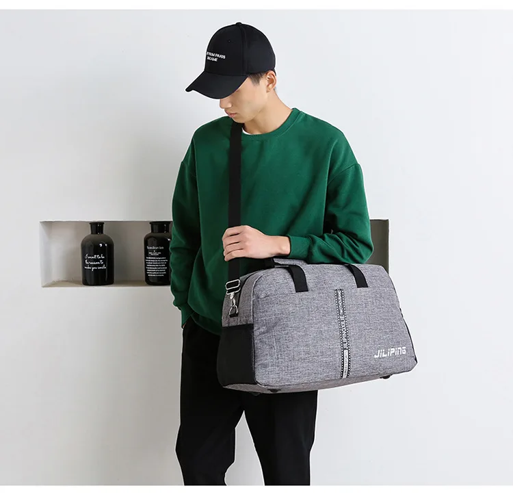 Уличная Водонепроницаемая нейлоновая мужская сумка для путешествий, модная сумка на выходные, винтажная повседневная спортивная сумка на плечо, большая сумка для сна - Цвет: grey