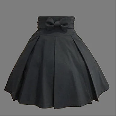 Knielange zwarte katoenen westerse stijl klassieke lolita rok