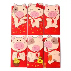 6 шт., красный конверт с изображением свиньи, чтобы наполнить деньги, китайская традиция, подарок Hongbao