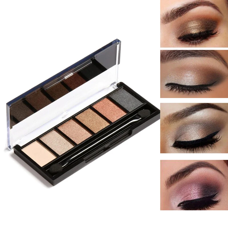

FOCALLURE Brand 6Color Eyeshadow Palette Glitter Eyeshadow Palette Holographic Smoky Eyeshadow Pigments Powder Retro Earth Color