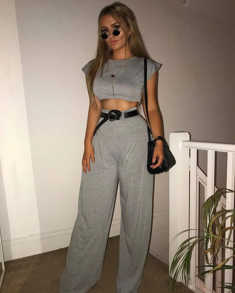 Bkld Crop Top And Wide Leg Pants Set 