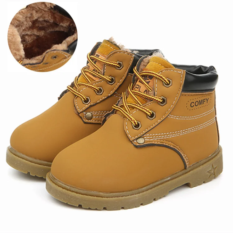 Kalupao 2018 Kids Rivet Ankle Boots Girls Boys Shoes Short Yellow Autumn Martin Cow Muscle Boots Baby Child Leather Shoes  (26)