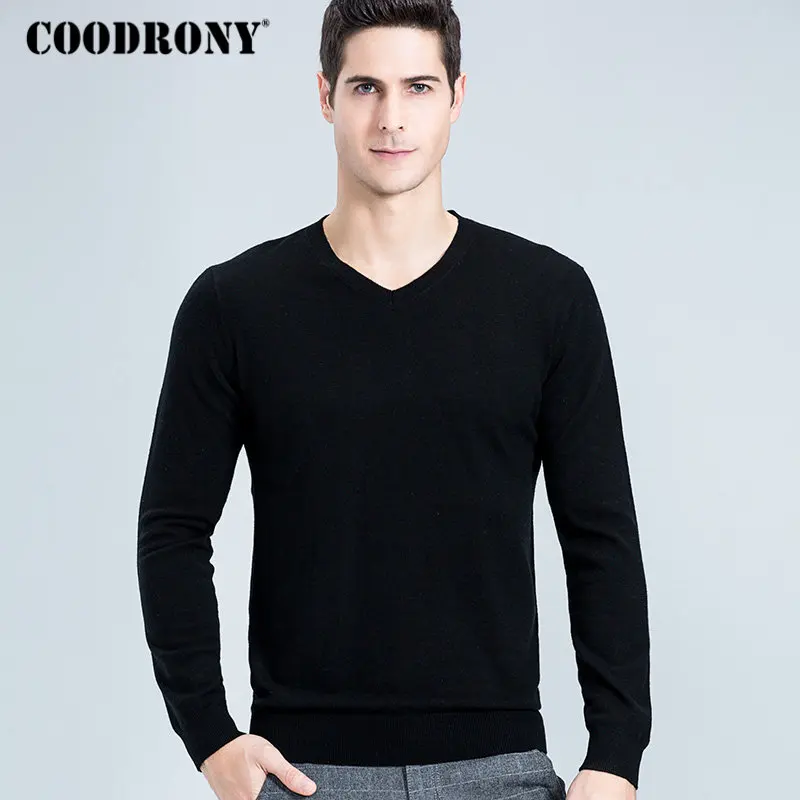 

COODRONY Merino Wool Sweater Men Classic Casual V-Neck Pullover Men Winter Thick Warm Cashmere Sweaters Plus Size Pull Homme 314