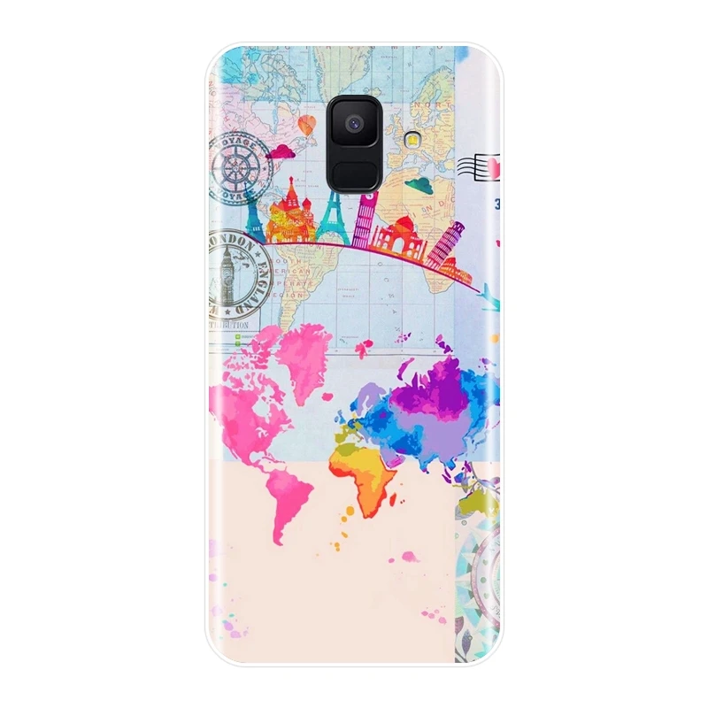 Задняя крышка с картой мира для Samsung Galaxy A3 A5 2016 2017 A6 A7 A8 2018 мягкий силиконовый чехол