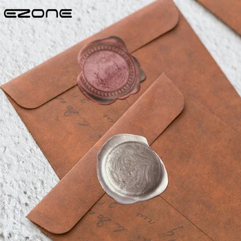 

EZONE 10PCS/Set Kraft Paper Envelope Vintage Letter Print Western Style Retro Package Photo Storage Gift Package Office Supply