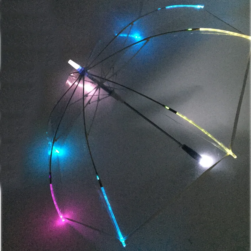 10 шт 7 цветов Изменение светодиодный световой прозрачный зонт с функцией фонарика Солнечный и Зонт от дождя, зонт длина 80 см