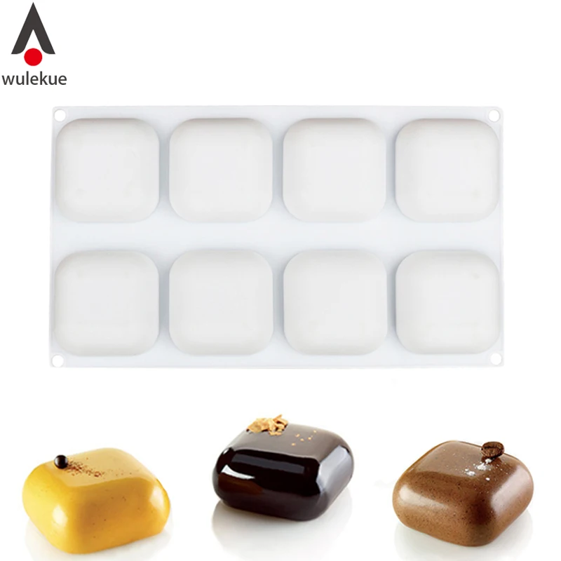 

1PCS Silicone 8 Cavity Square GEM Shaped Cake Molds For Gelato Dessert Cakes Baking Decorating Accessories Bakeware Tools