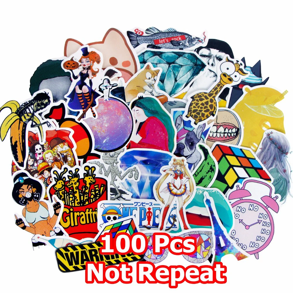

100 Pcs Mixed Stickers Home Decor Toy JDM Doodle Skateboard Snowboard Television Fridge Laptop Phone Luggage Sticker Accessories