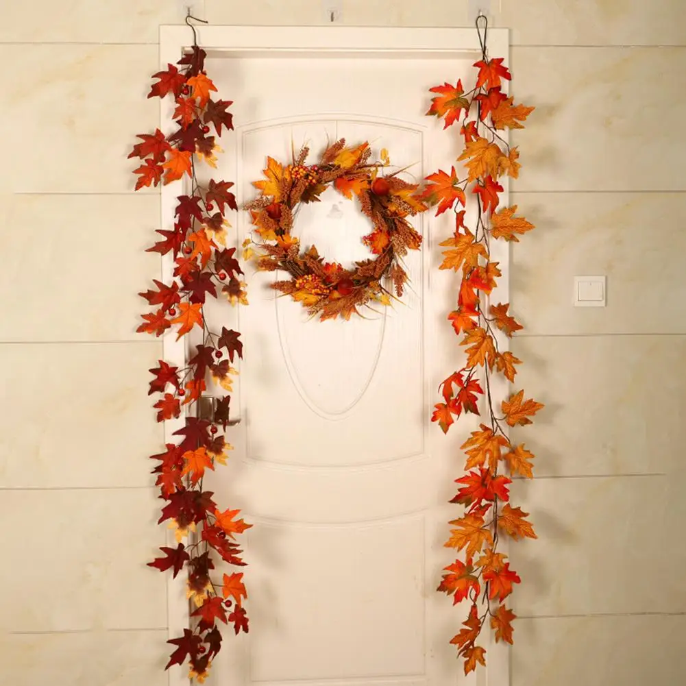 

Window Autumn Leaves Garland Maple Leaf Vine Fake Foliage Decoration 1.8m For Thanksgiving Weddings Decorations Festival Events