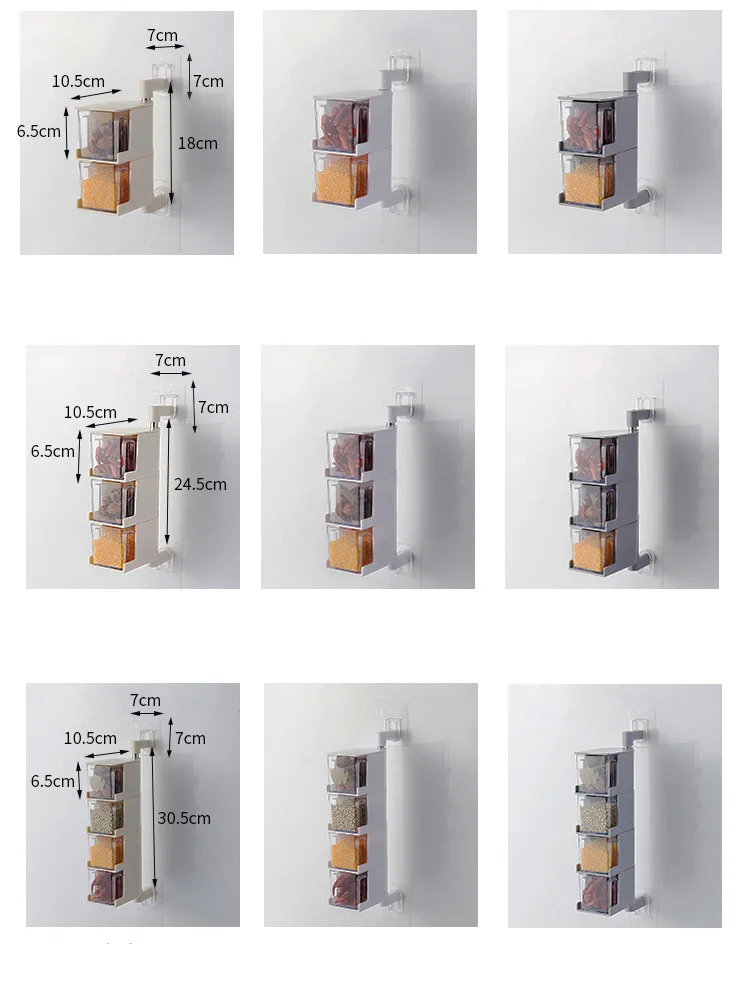 Кухонная настенная приправа ящик для хранения 360 градусов вращающийся Органайзер контейнеры для приправ кухонные инструменты 2-4 сетки