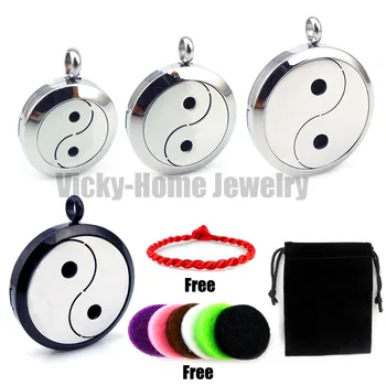 

Round Silver Ying Yang (25-30mm) Aromatherapy Stainless Steel Essential Oils Diffuser Jewelry Locket with Diffuser Pads