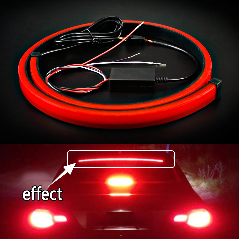1Pcs Red Car High Braking Light High Mount Stop Rear Tail Warning Light Universal Strobe