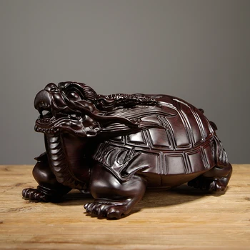 

Black sandalwood carved dragon turtle furnishing pieces of real rosewood god beast basaltic car pieces home decoration living