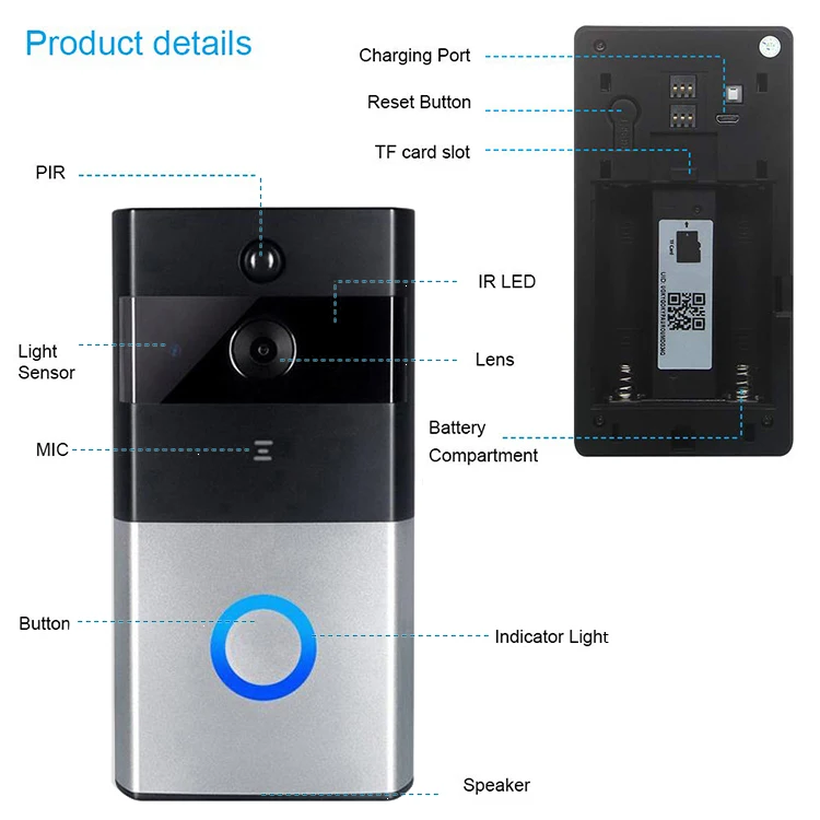 Smart WiFi Doorbell Camera Video Wireless Remote Door Bell CCTV Chime Phone APP