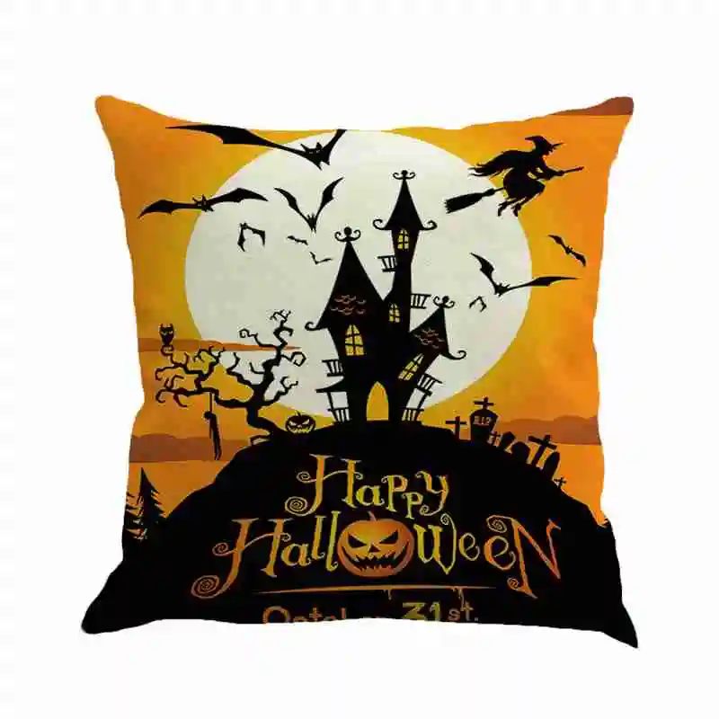 

Cushion Cover for Halloween Pumpkin Witch Castle Horror Print Nordic Style Sofa Decorative Cushions Pillow Cover