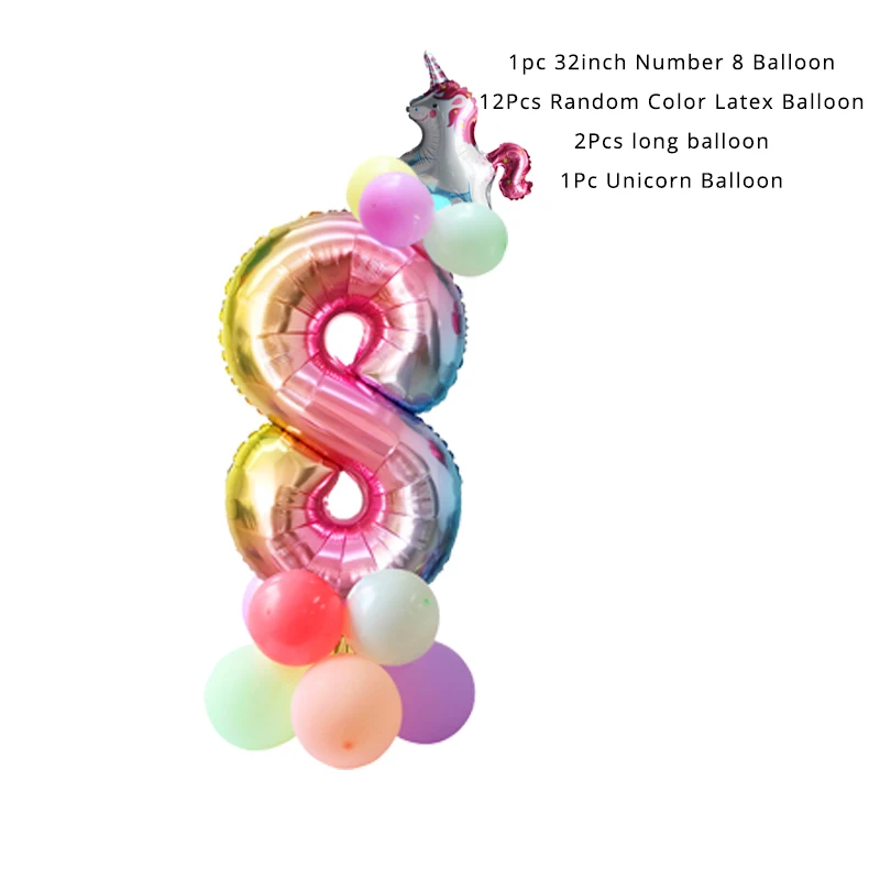 20 штук Единорог салфетка Бумага одноразовая посуда Свадебные украшения для девочек день рожденья для мальчиков для украшения детского душа расходные материалы - Цвет: 16pcs Balloon Set