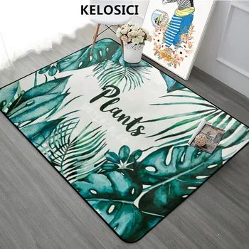 

3D Green Leaves Pattern Carpets for Living Room Bedroom Rug Bath kitchen Non-Slip Floor Mat Carpet Child Home Decor Crawl pad