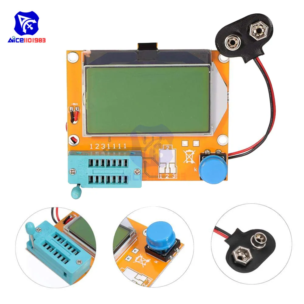 

Mega328 LCR-T4 Transistor Tester Diode Triode Capacitance ESR Meter MOS PNP/NPN M328 Capacitor ESR SCR MOSFET Resistor Detector