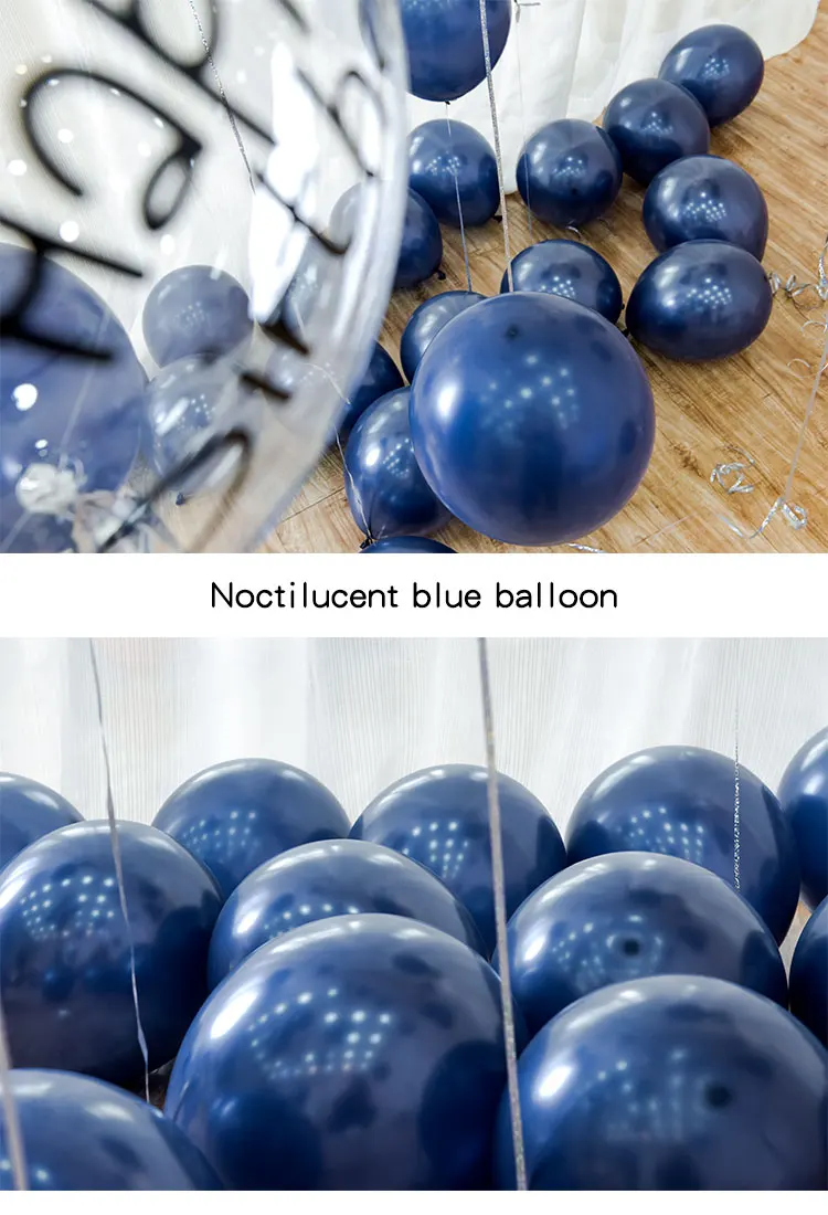 1 Set 12 inch Noctiluca blue Latex balloon 18 inch Heart Matte dark blue balloons Birthday wedding party decoration supplies