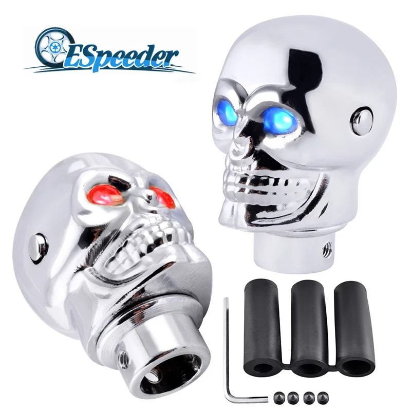 

ESPEEDER Universal Gear Shift Knob Car Skull Head Modification Lighted Shift Knob Gear Stick LED Metal Head Car Gear Knob