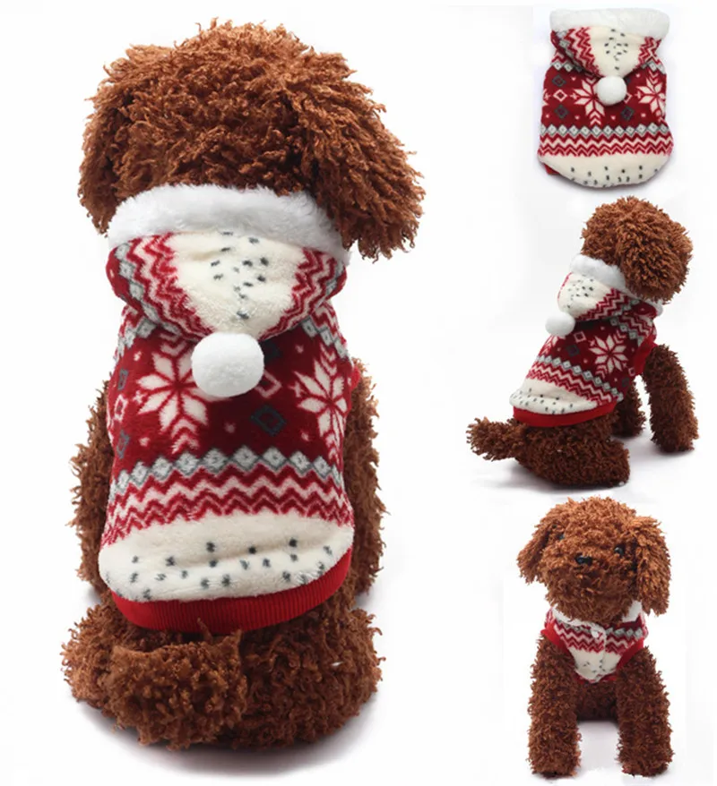 Hot Selling Winter Warm Pet Dog Coat Clothes Cozy Snowflake Christmas Hoodie Sweater Costume Teddy Hoodie Dog Coat Pet Clothing13