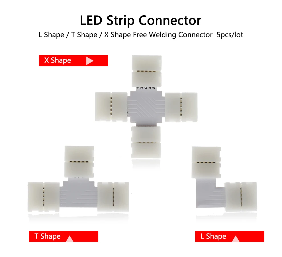 Светодиодные ленты Разъем 2pin 4pin 5pin 10 мм L форма/T Форма/X форма Сварка Разъем 5 шт./партия