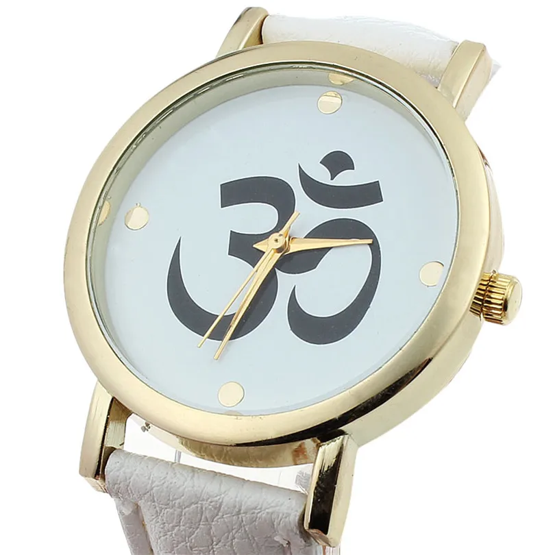 Luxury Women Symbol Pattern Leather Analog Quartz Dial Watch Women Watches Bracelet Watch Ladied #4m20 (1)