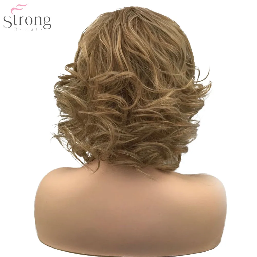 StrongBeauty синтетический кружевной передний парик светильник коричневый/серый Волосы Омбре Средний кудрявый натуральный парик