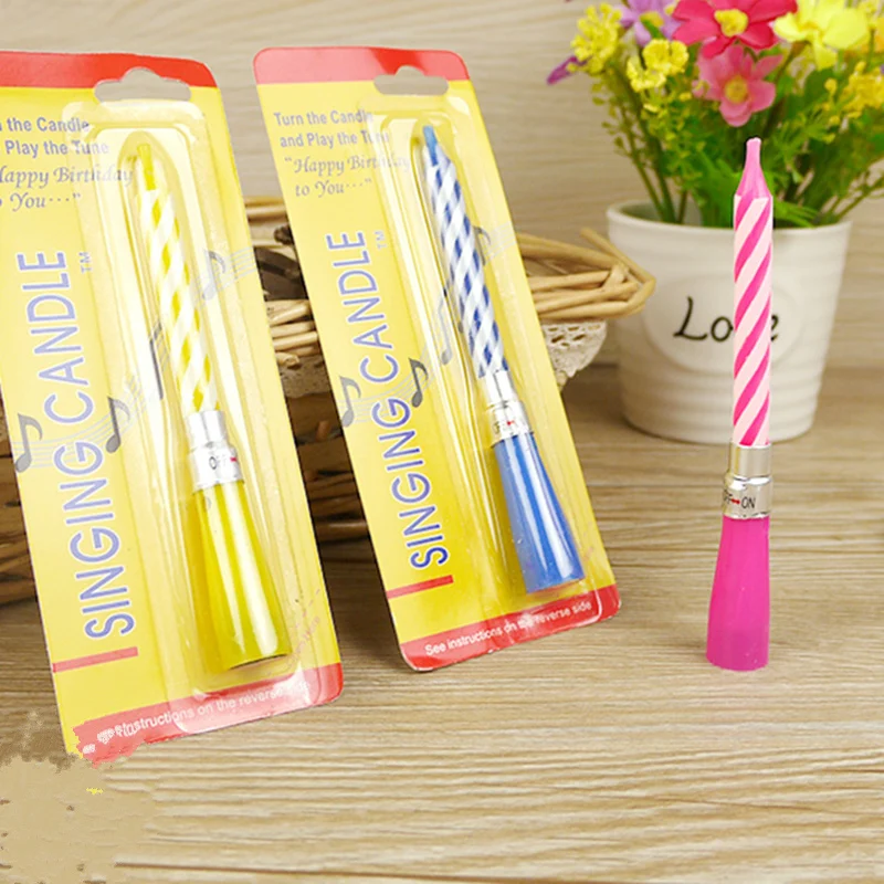Hot sale 2pcs! High quality Music Singing Candle Birthday Happy Spiral